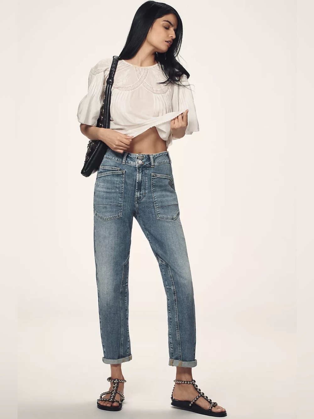 Anthropologie Pilcro The Wanderer Mid-Rise Relaxed Jeans Lonnie Wash Size 25